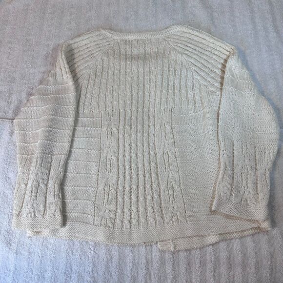 Calvin Klein Women’s Open Front Cable Knit Cardigan Sweater Cream M - Picture 3 of 4